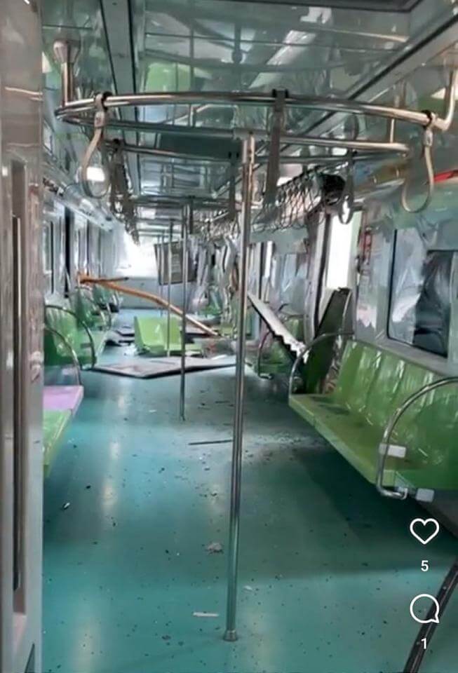 中捷列車遭墜落吊臂砸中 造成1死8傷慘劇